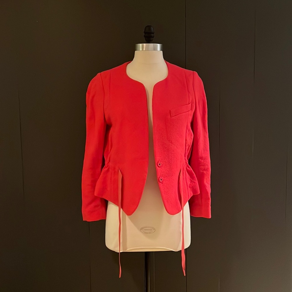 Vanessa Bruno, size 34, coral 100% cotton open blazer